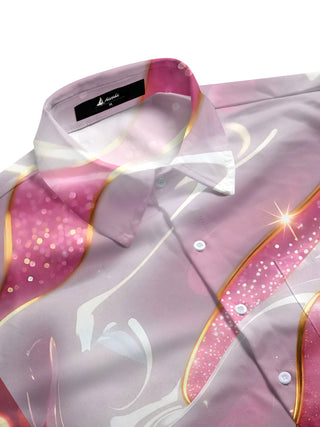 Men's geometric print pocket short sleeve shirt side view