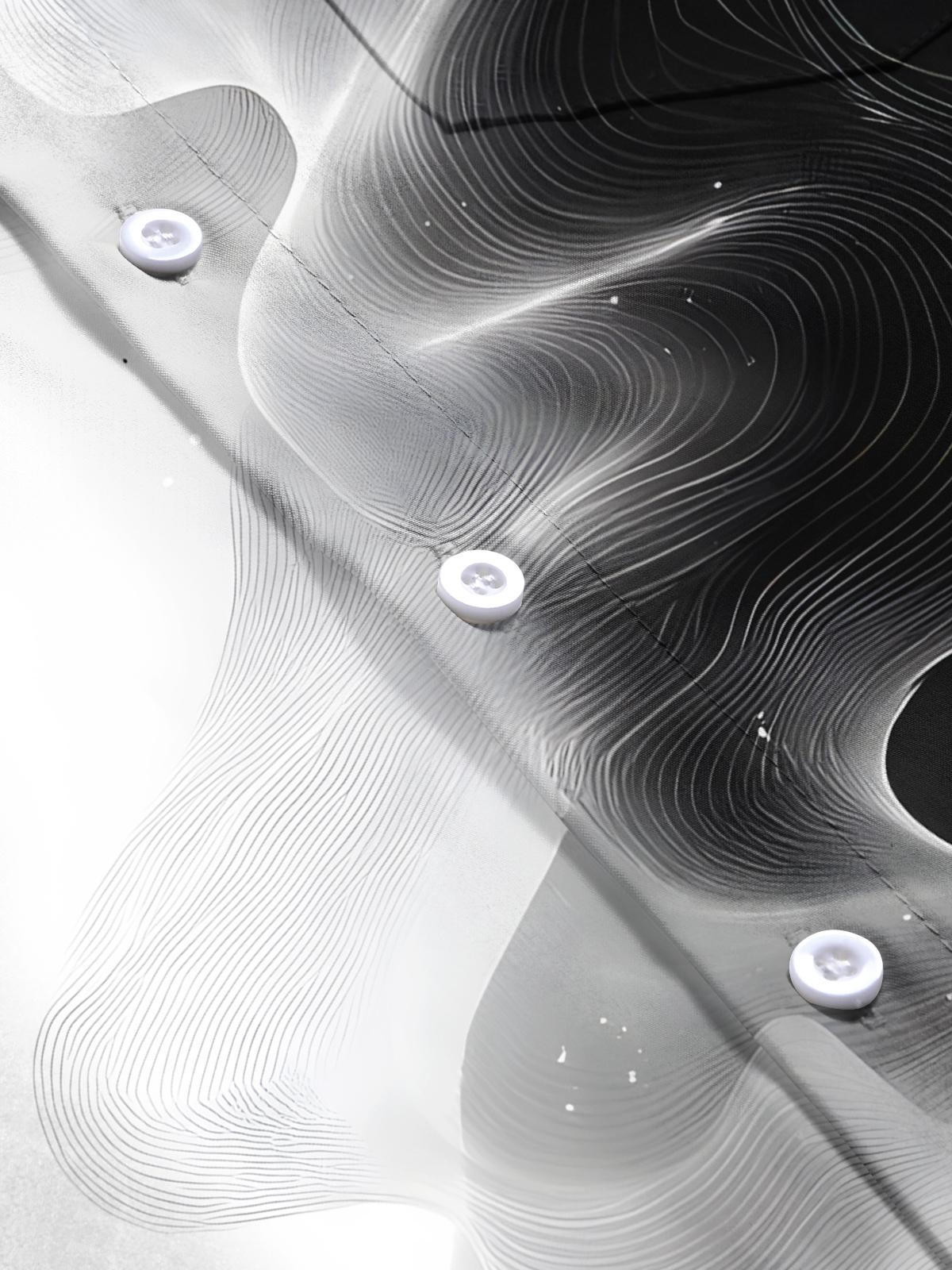 Gradient Line Print Men's Pocket Short Sleeve Shirts