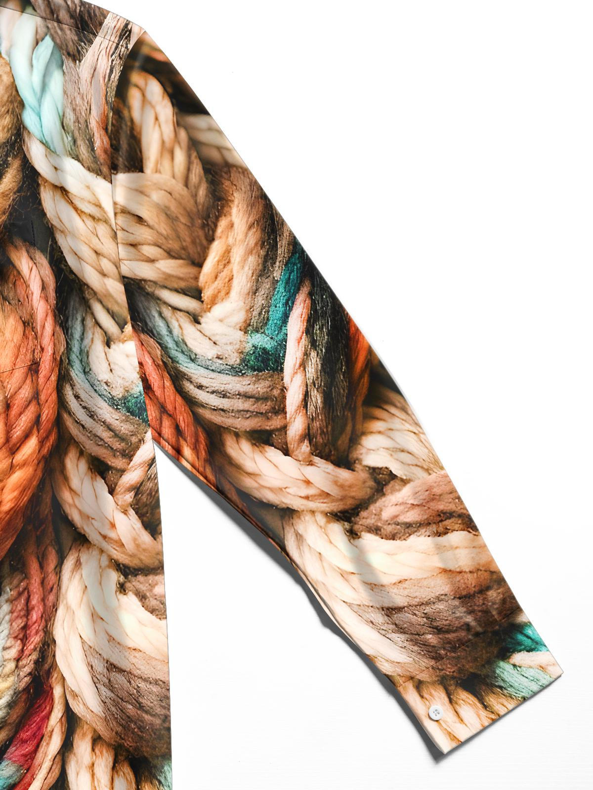 Hemp Rope Men's Pocket Long Sleeve Shirts