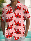 Crab Print Men's Pocket Short Sleeve Shirts