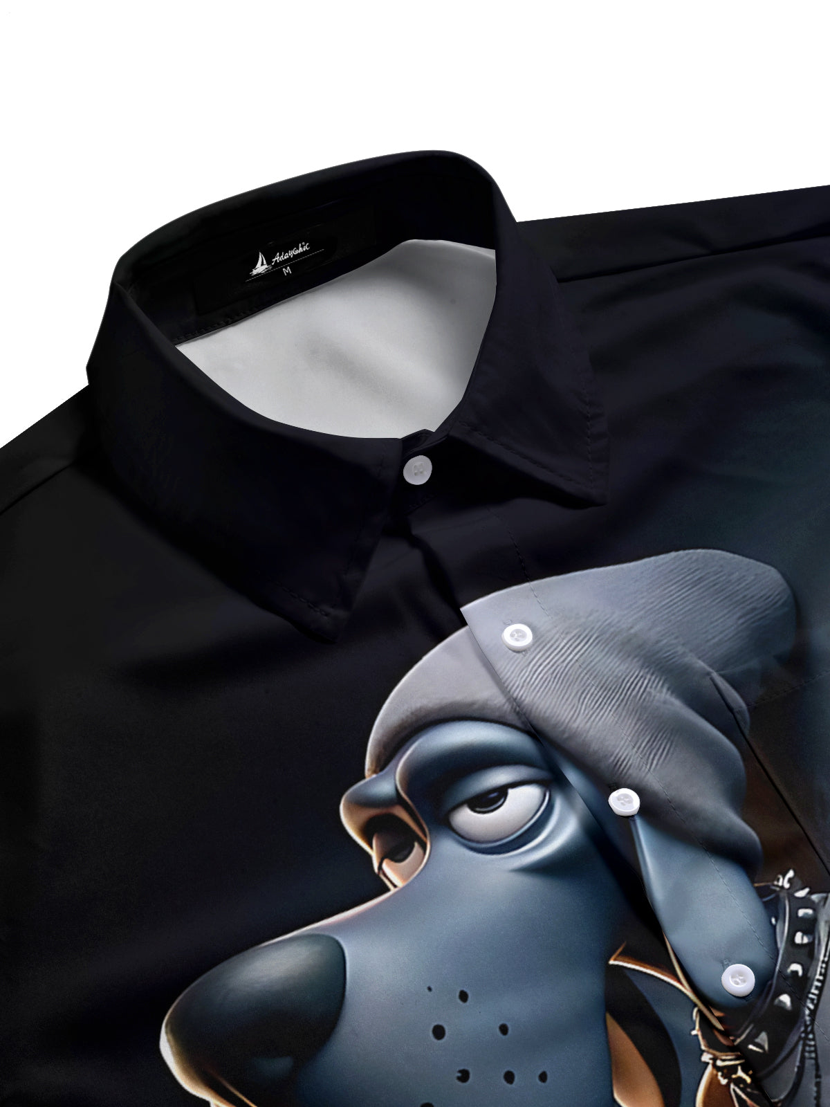 Cartoon Dog Print Men's Pocket Short Sleeve Shirts