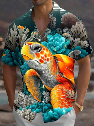 men's Hawaiian shirt front view tropical beach vacation