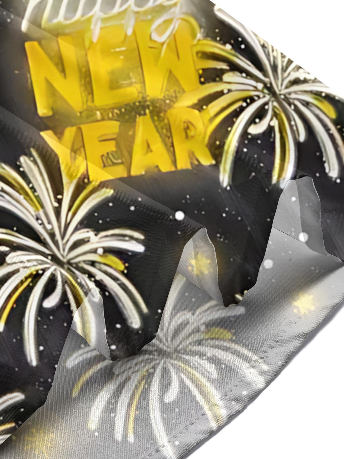 New Year Firework Print Men's Pocket Short Sleeve Shirts