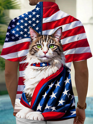 men's kitten pattern shirt back view