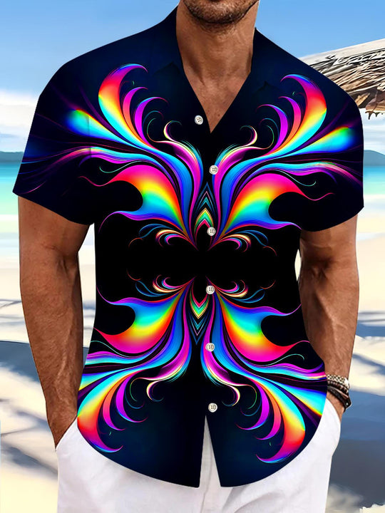 Men's abstract tie dye short sleeve shirt front view