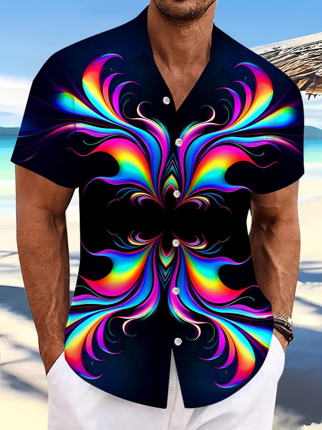 Men's abstract tie dye short sleeve shirt front view