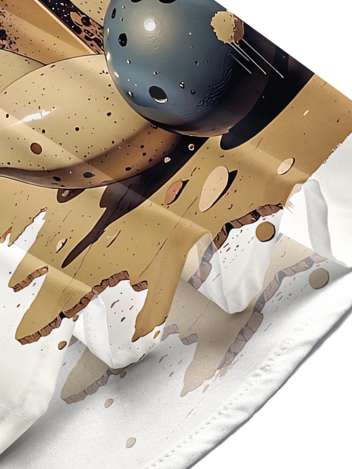 Bowling Print Men's Pocket Short Sleeve Shirts