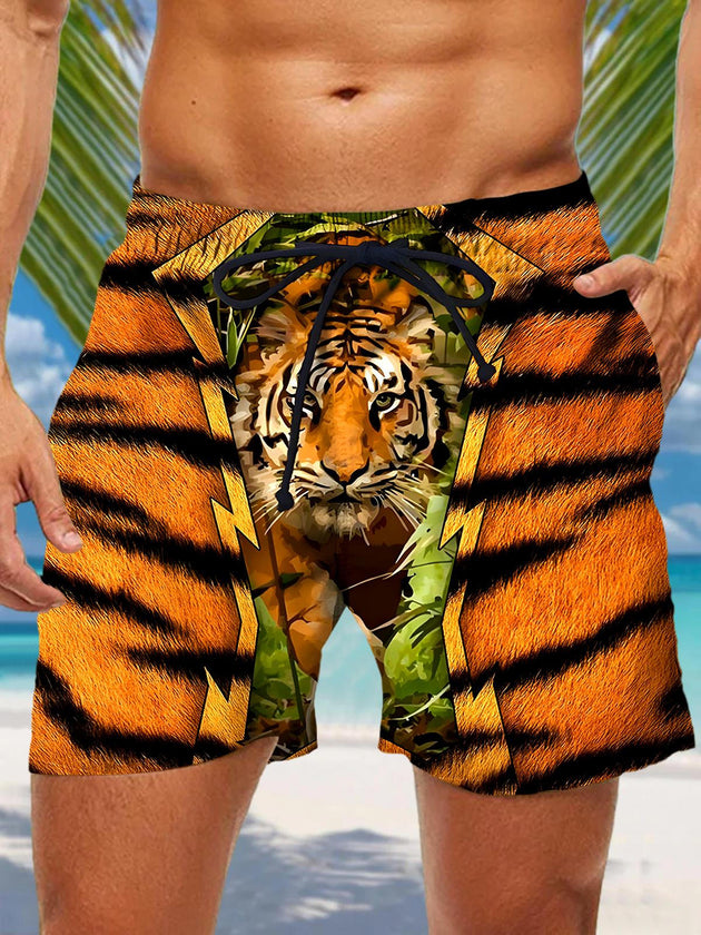 men's tiger print casual pants front view