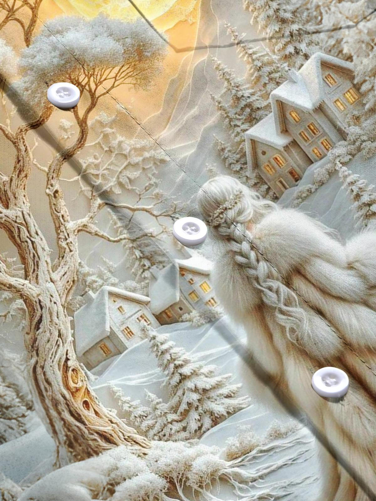 Winter Landscape Art Print Men's Pocket Short Sleeve Shirts