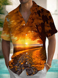 Autumn Tree Fall Leaves Men's Pocket Short Sleeve Shirts