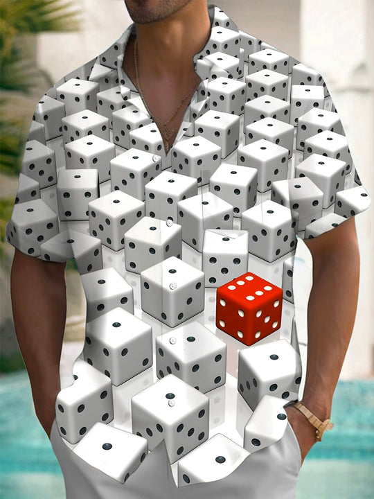 Men's Dice Print Short Sleeve Shirt Front View