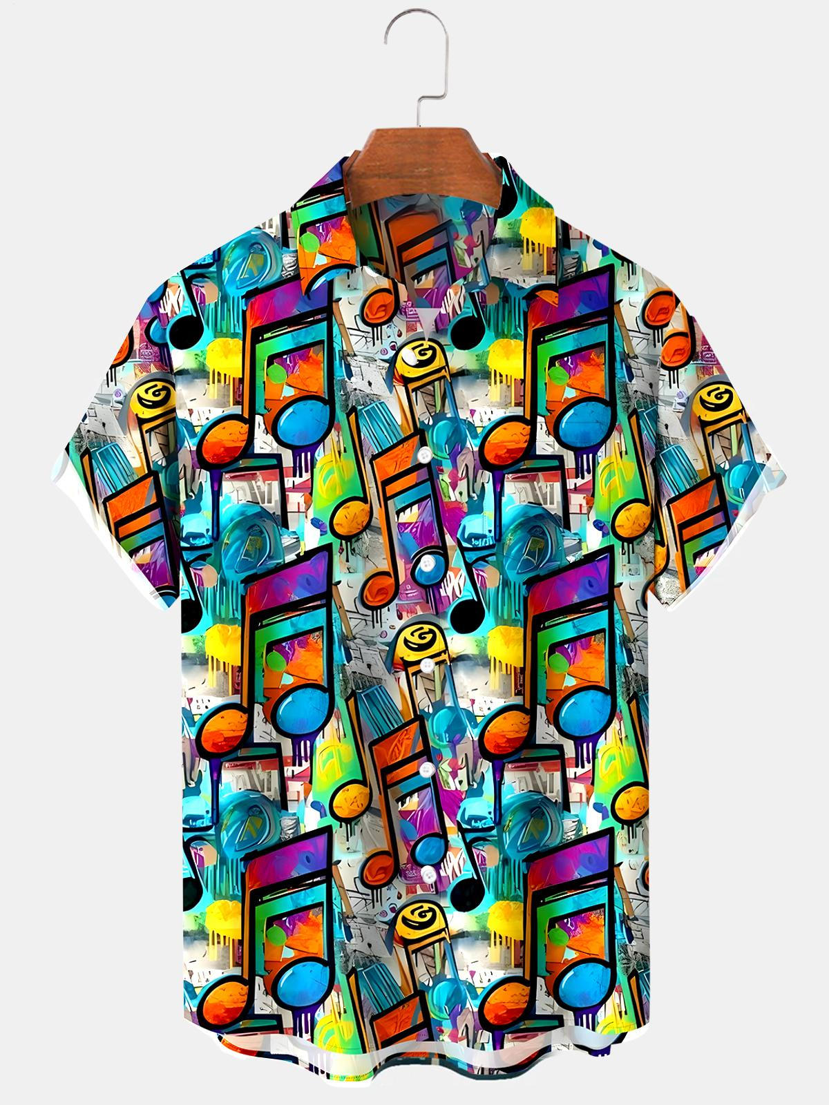 Musical Note Men's Pocket Short Sleeve Shirts