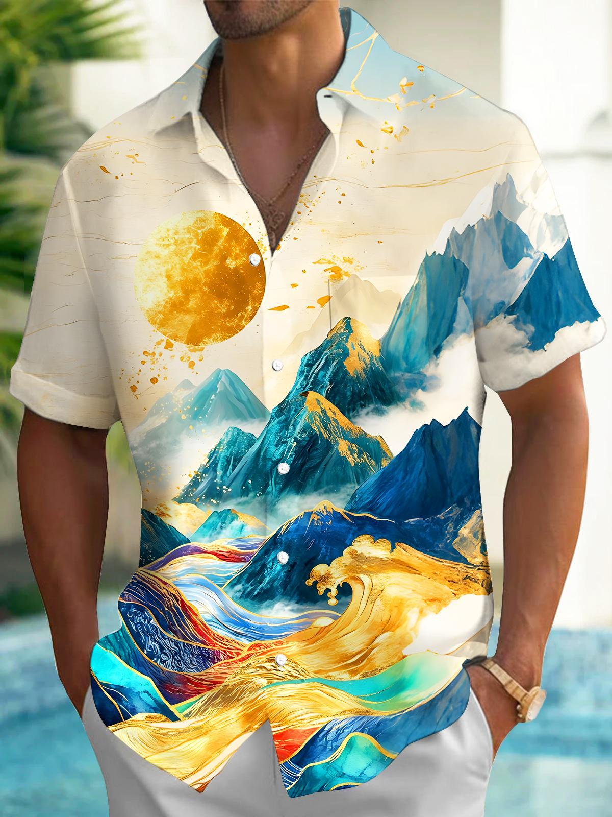 men's art print shirt front view