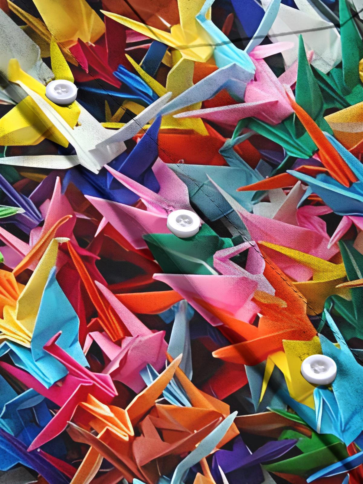 Paper Cranes Print Men's Pocket Long Sleeve Shirts