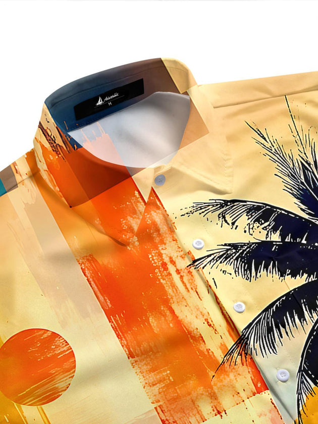 Hawaiian Coconut Tree Men's Pocket Short Sleeve Shirts