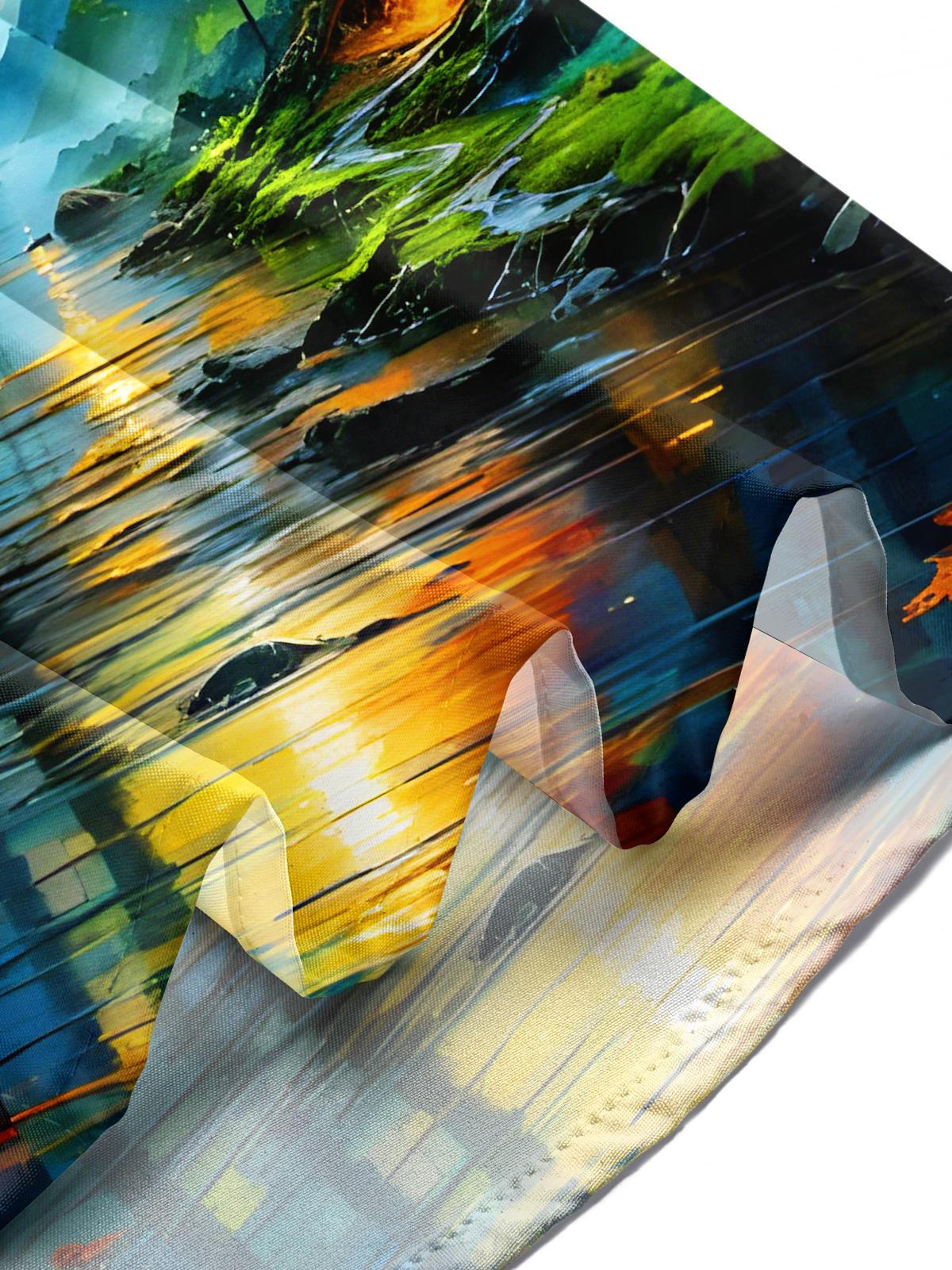 Art Face Forests Mountains Rivers Men's Pocket Short Sleeve Shirts