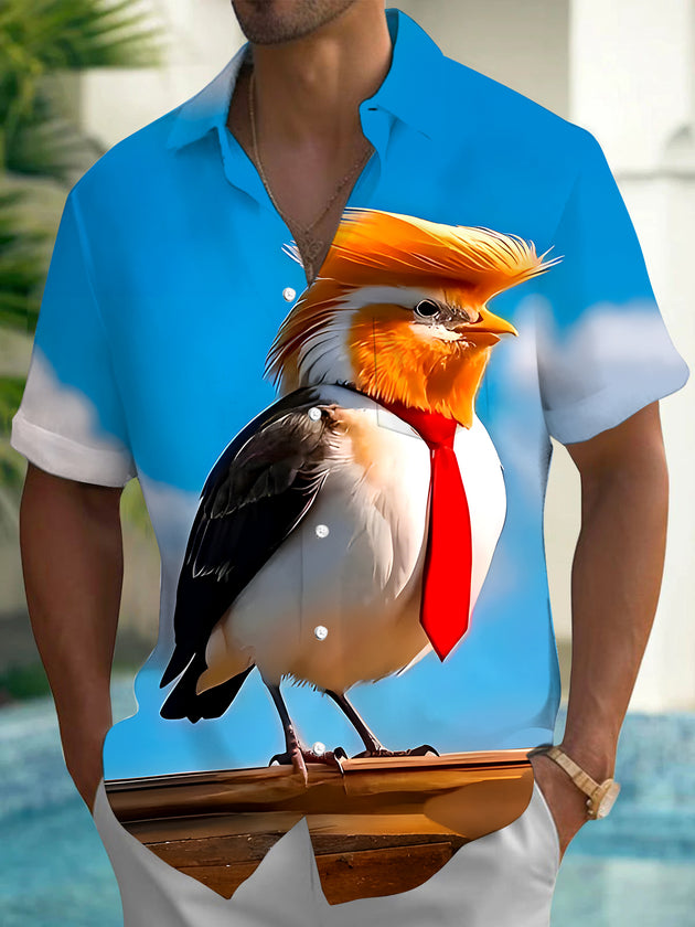 Men's solid pocket short sleeve shirt front view