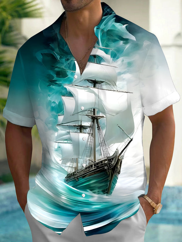 Men's Boat pocket short sleeve shirt front view