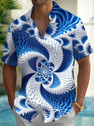 Men's abstract print short sleeve shirt front view
