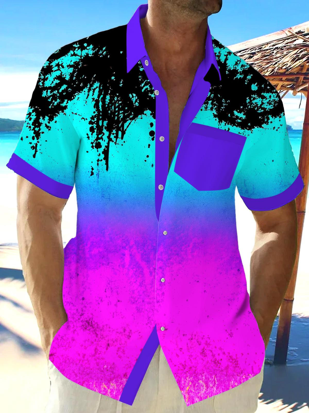 Tie Dye Men's Pocket Short Sleeve Shirts