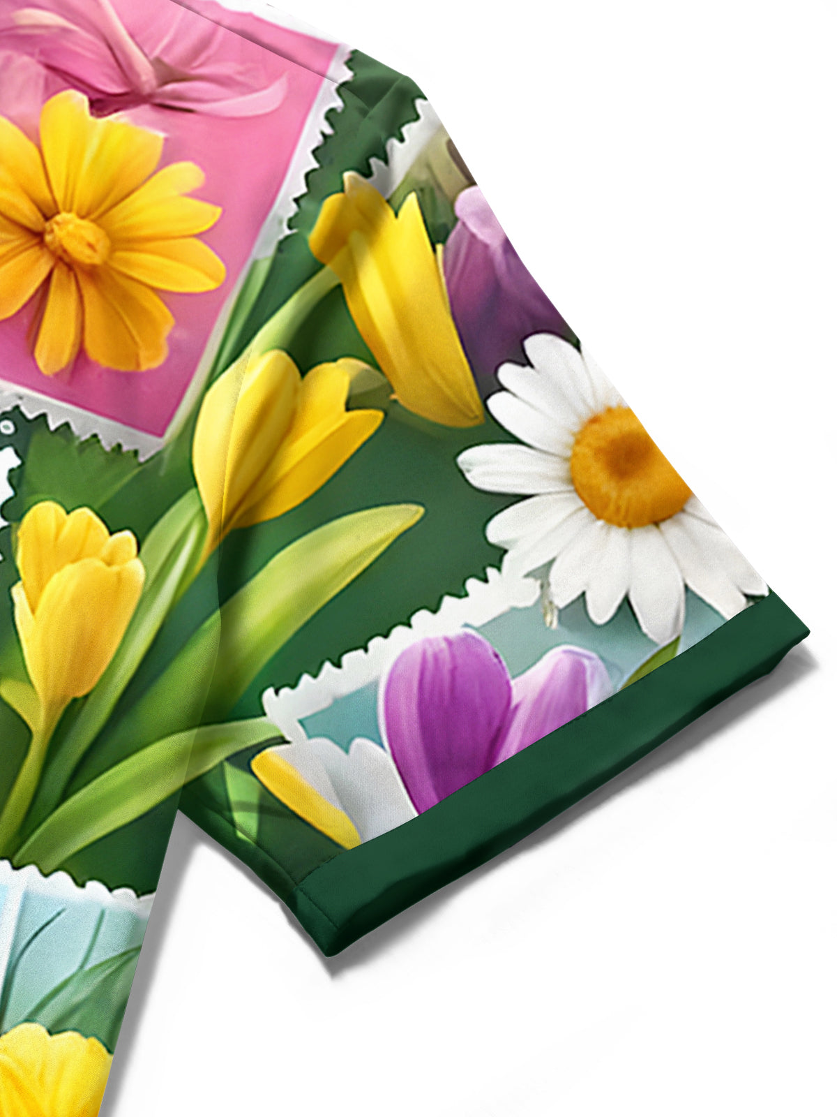 Stamp Floral Men's Pocket Short Sleeve Shirts