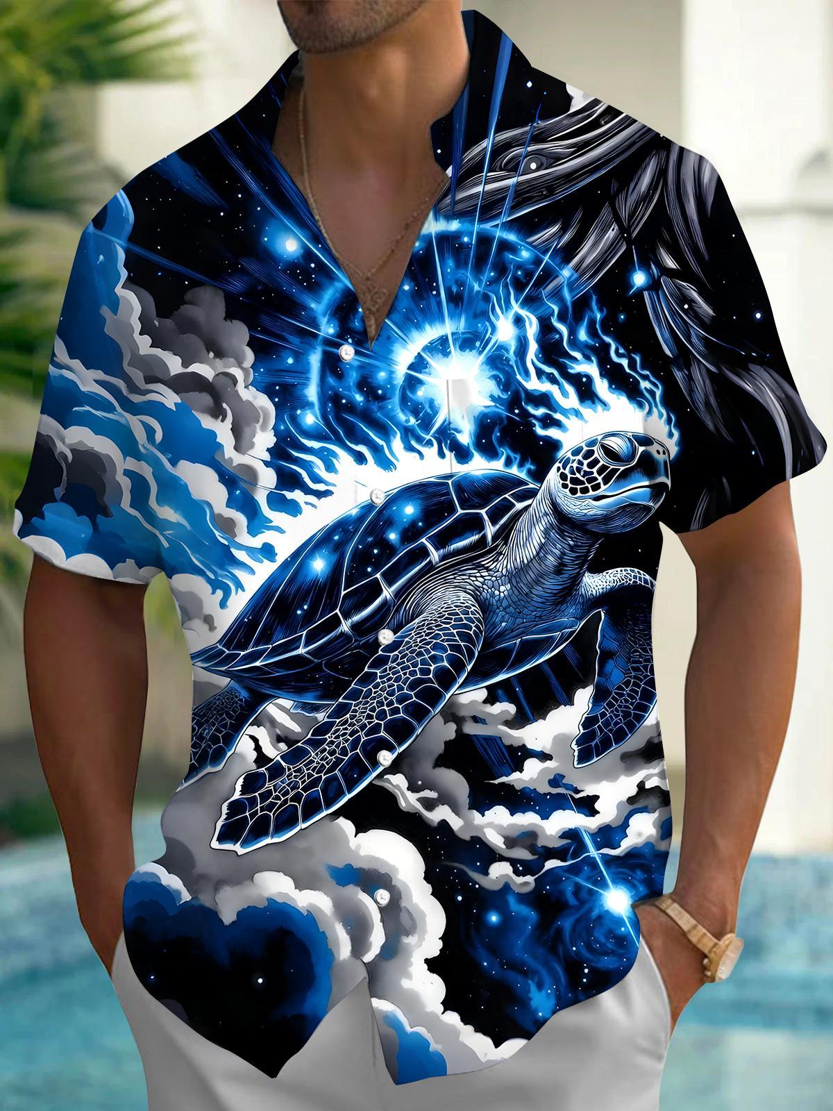 men's Hawaiian shirt front view tropical beach vacation