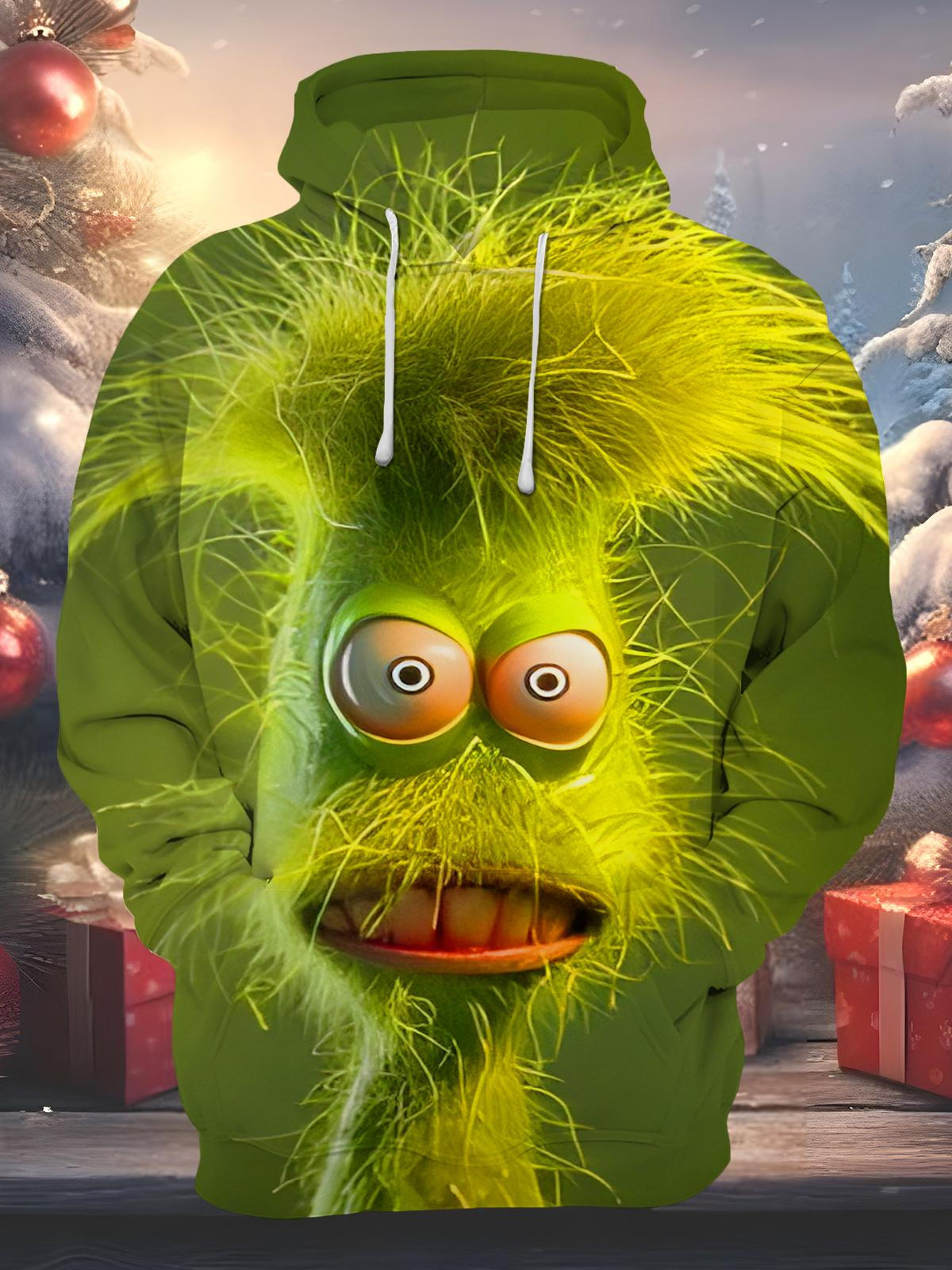 Funny Plush Monster Men's Long Sleeve Pocket Hoodies