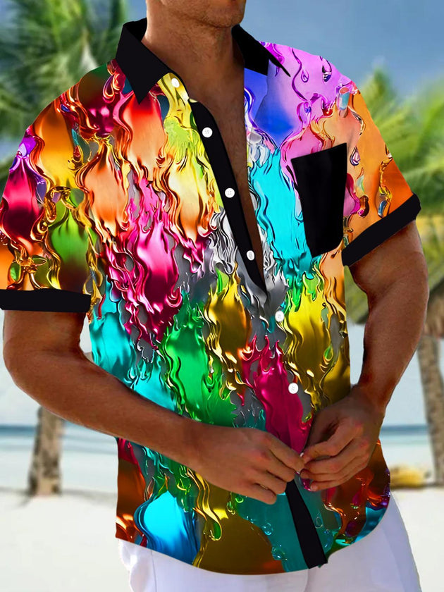 men's vibrant colors abstract print shirt front view