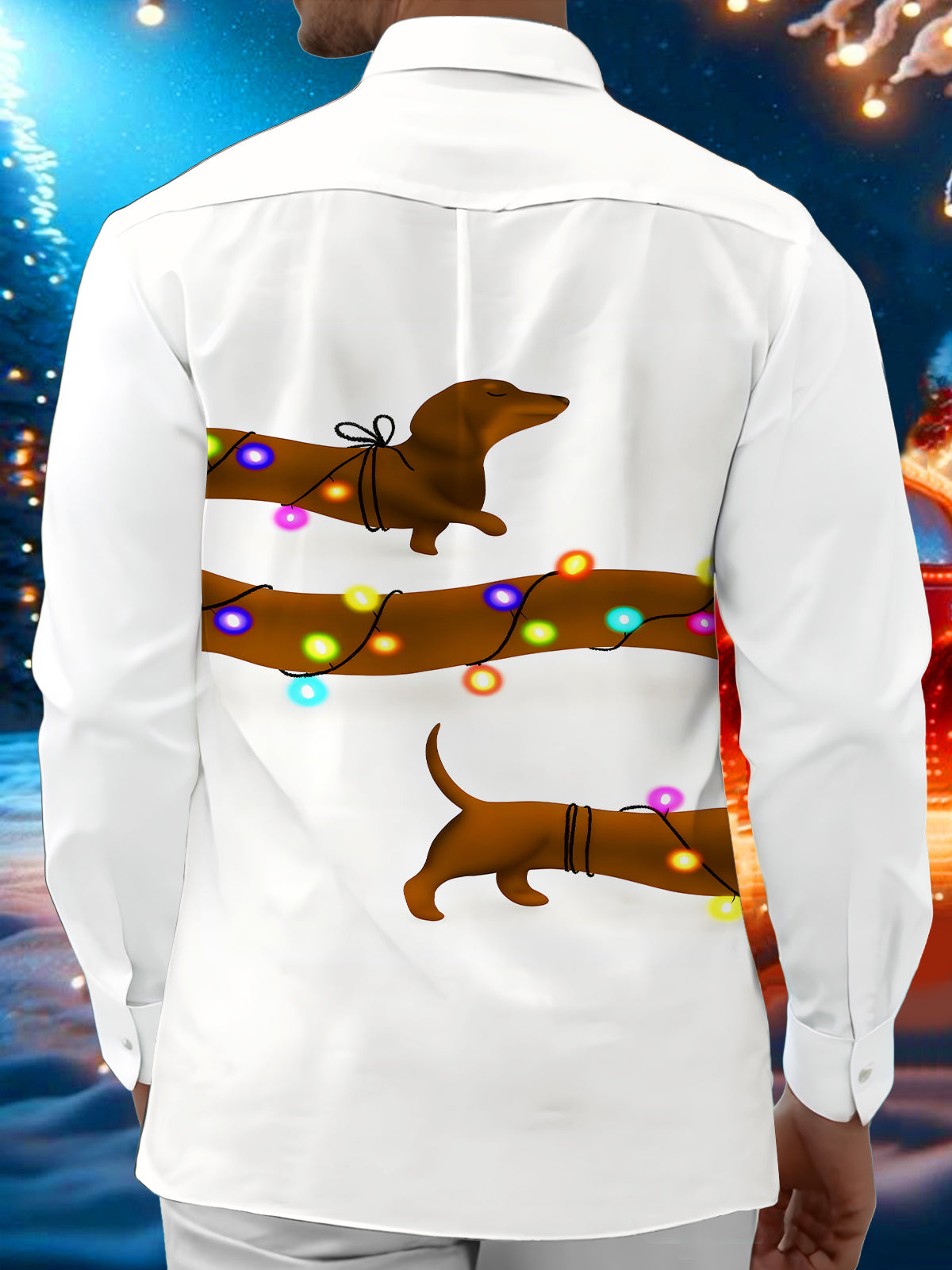 Fun Fairy Dachshund Dog Men's Pocket Long Sleeve Shirts