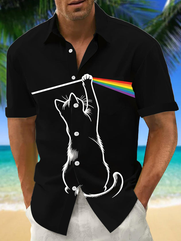Cat Men's Pocket Short Sleeve Shirts