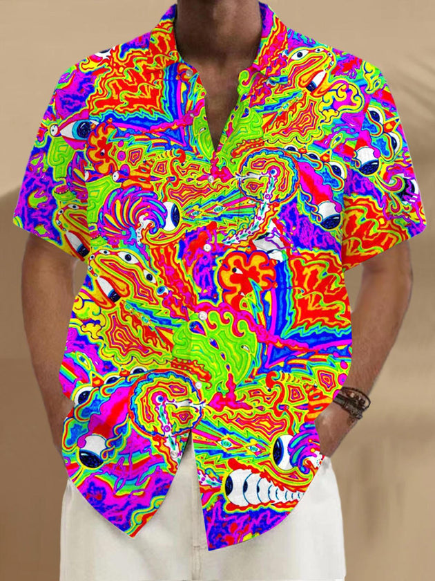 Men's abstract print short sleeve shirt front view