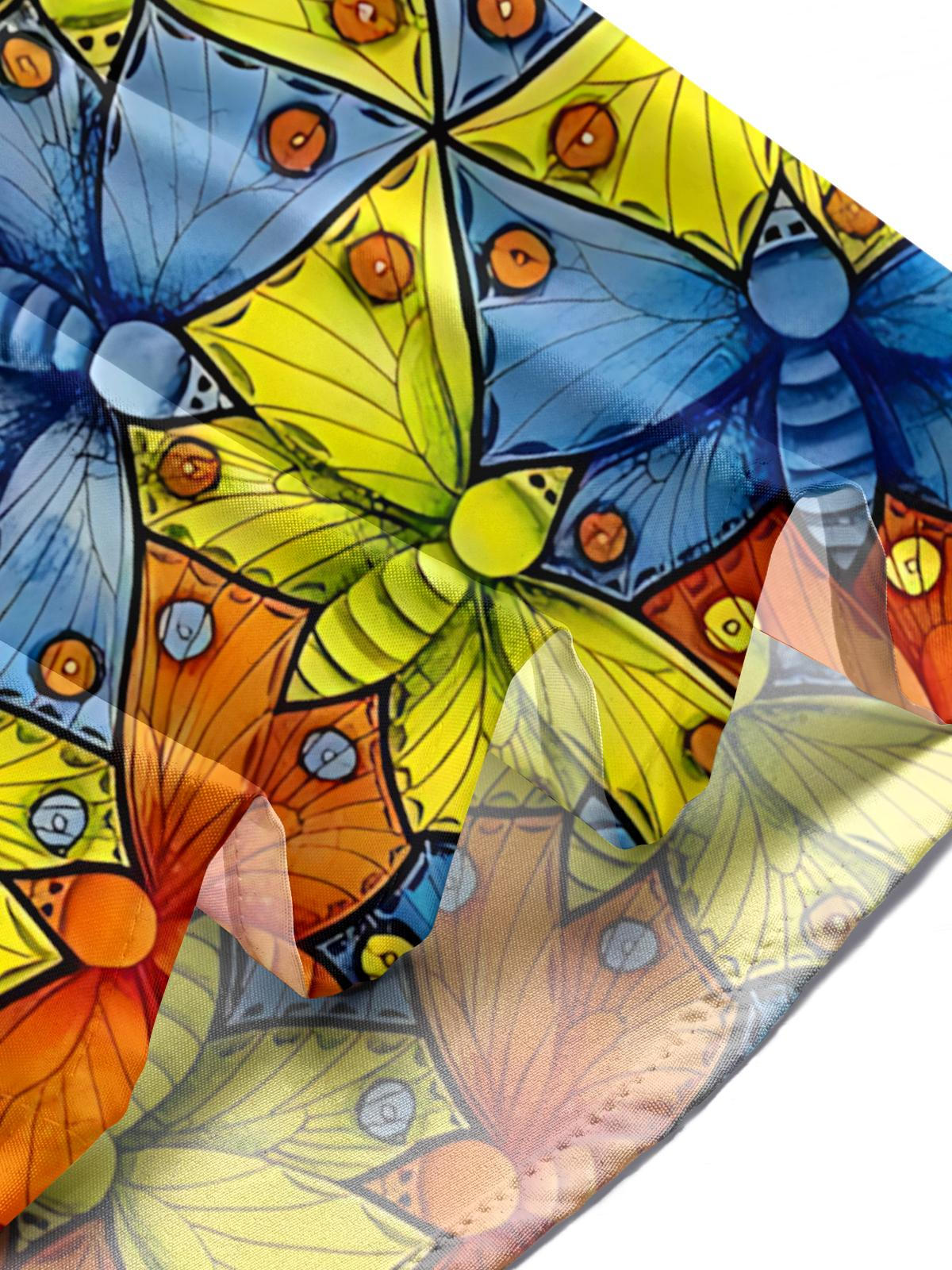 Butterfly Art Print Men's Pocket Long Sleeve Shirts