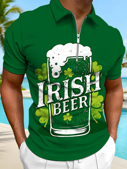men's beer print shirt front view