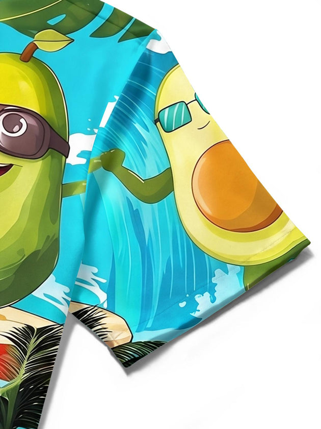 Fun Surfing Avocado Men's Pocket Short Sleeve Shirts