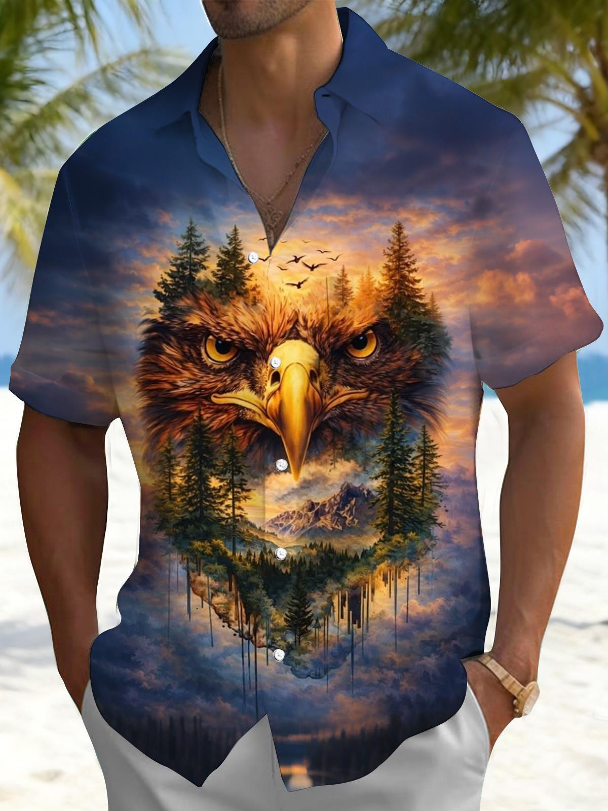 men's eagle print shirt front view