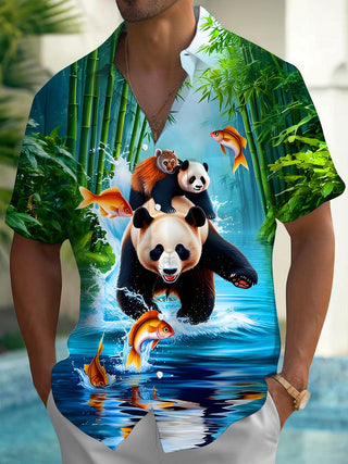 men's fish print shirt front view
