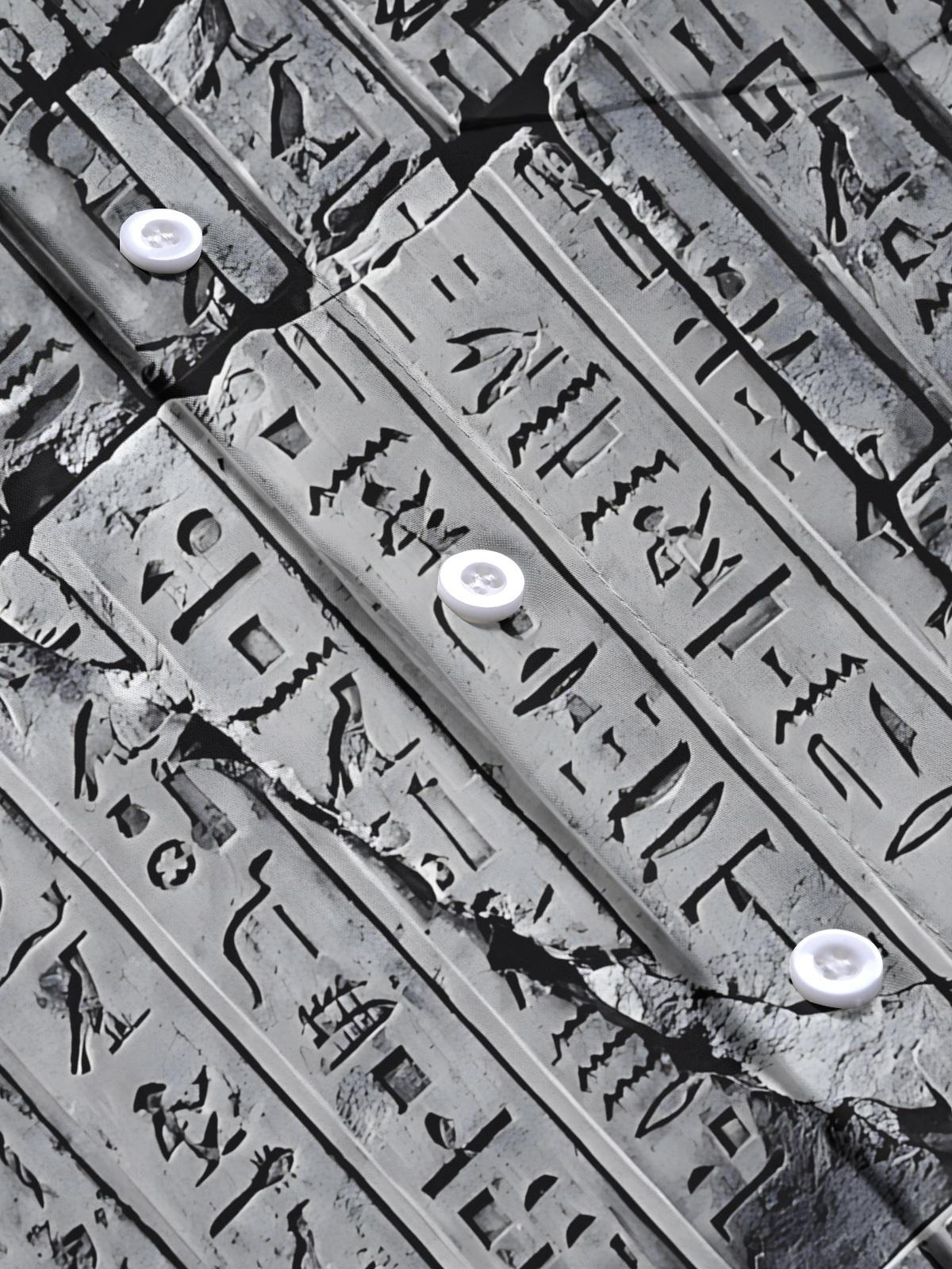 Vintage Engraved Print Men's Pocket Long Sleeve Shirts