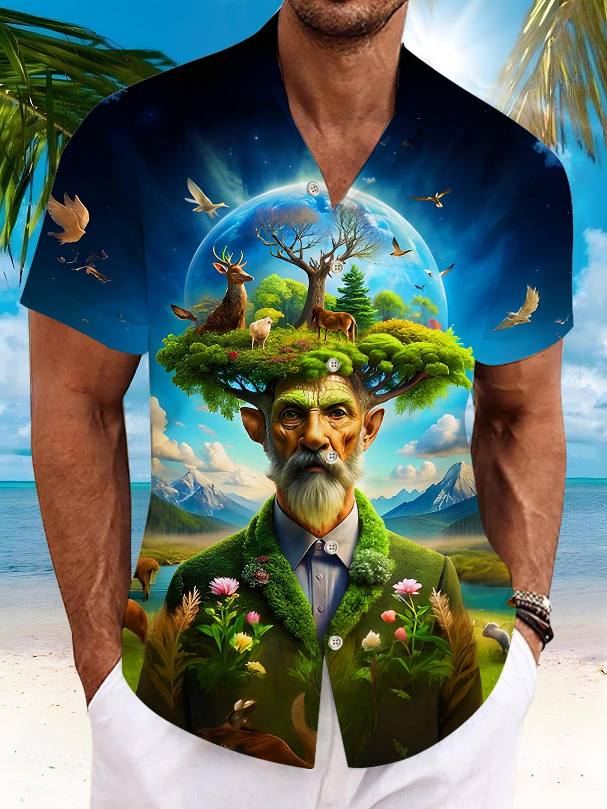 Mysteries Of Dadaism Natural Ecological Elderly Men's Pocket Short Sleeve Shirts