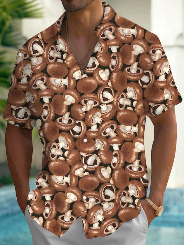 men's mushroom print shirt front view