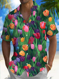 Flower Men's Pocket Short Sleeve Shirts