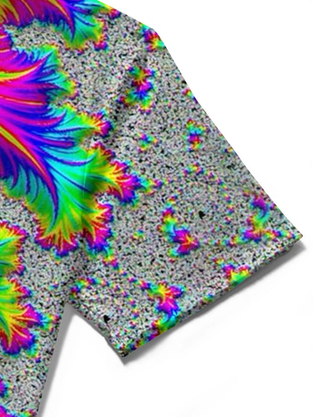 Men's abstract gradient print short sleeve shirt pocket detail close-up