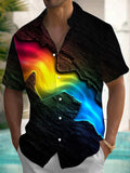 Abstract Rainbow Art Print Men's Pocket Short Sleeve Shirts