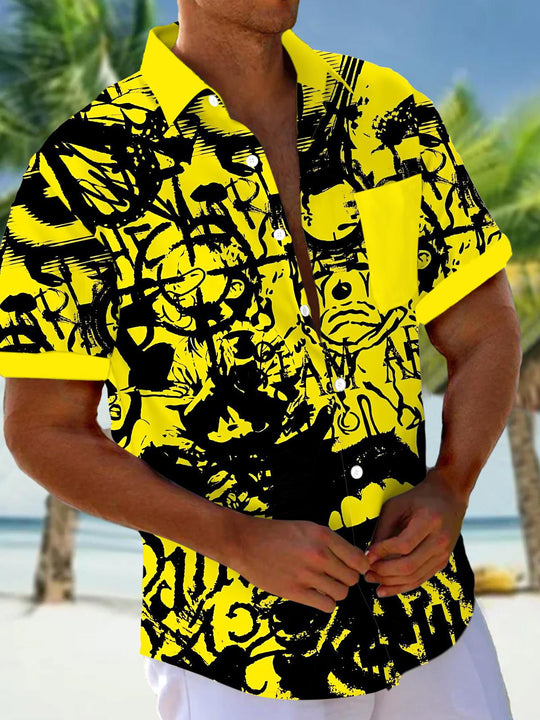 Men's abstract print short sleeve shirt front view