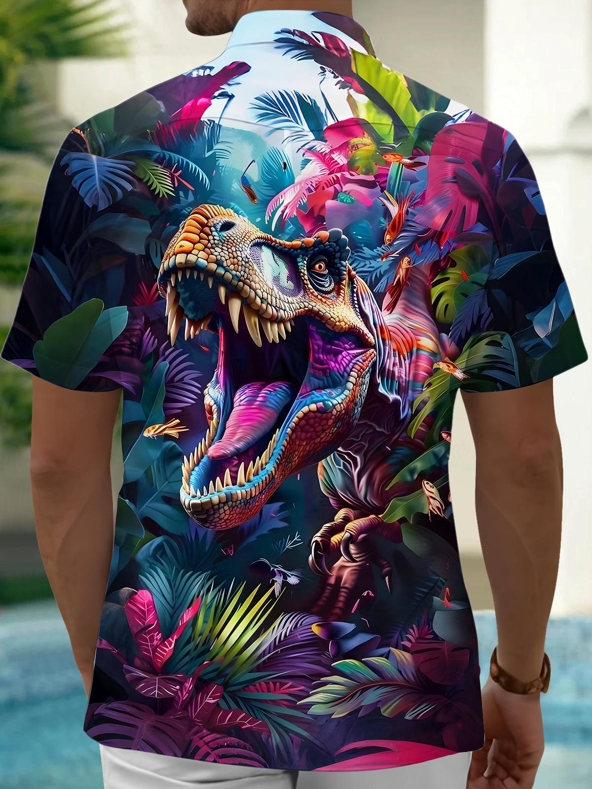 Dinosaur Men's Pocket Short Sleeve Shirts
