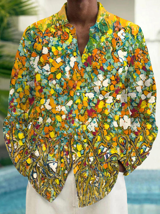 men's floral shirt front view