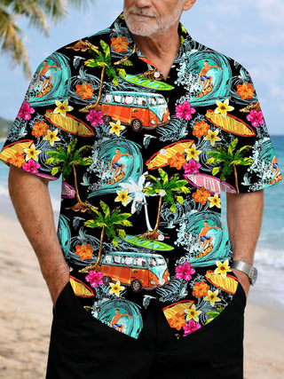 men's Hawaiian shirt front view tropical beach vacation