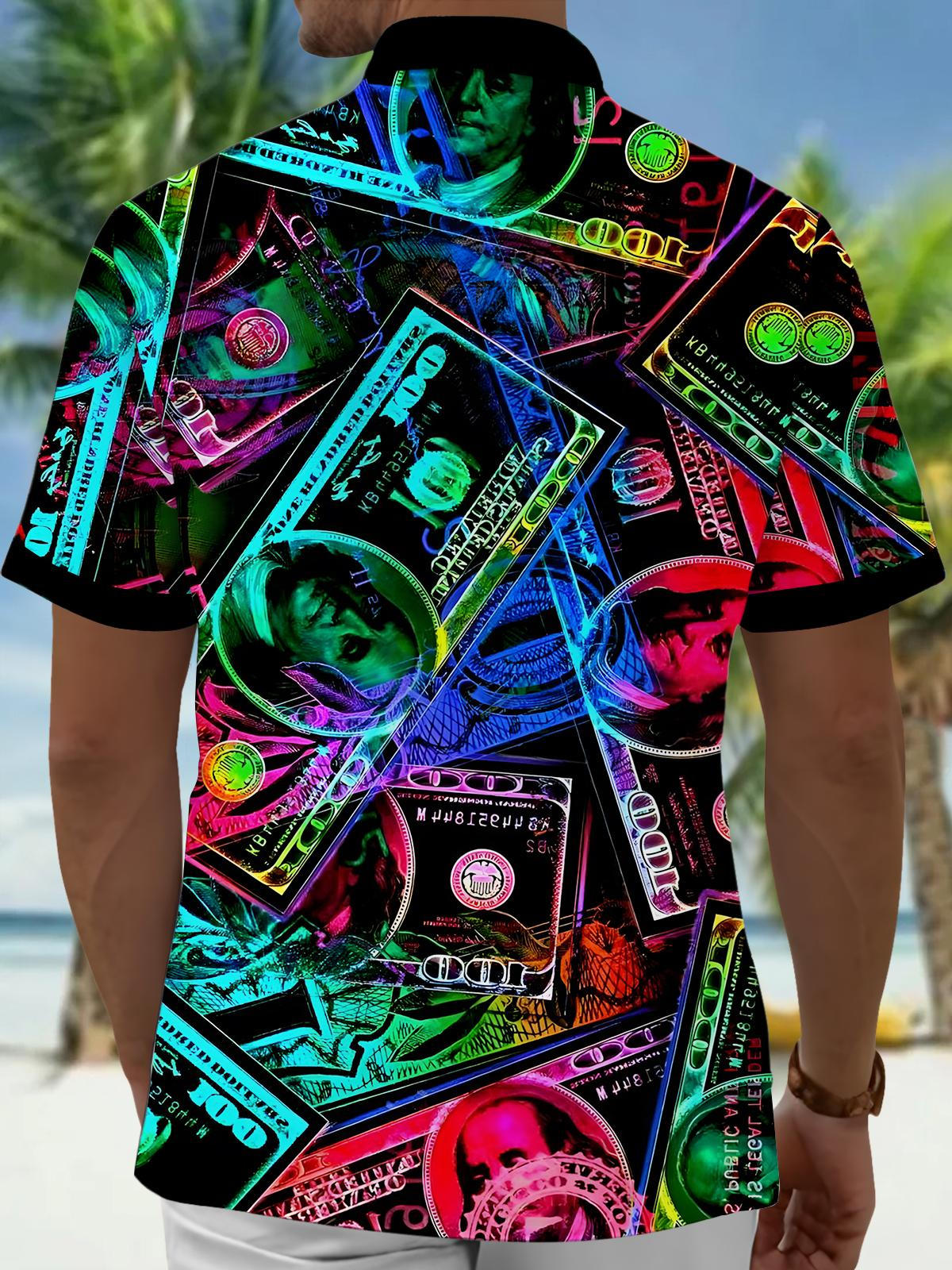 Dollar Print Men's Pocket Short Sleeve Shirts