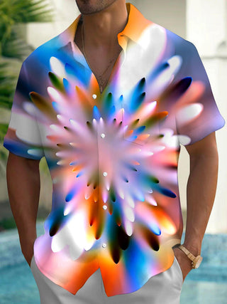 Men's abstract print short sleeve shirt front view