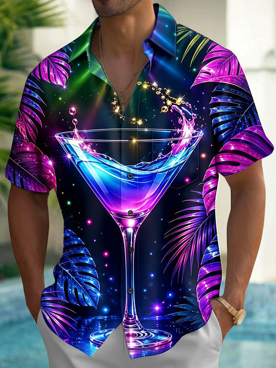 Hawaiian Cocktail Men's Pocket Short Sleeve Shirts