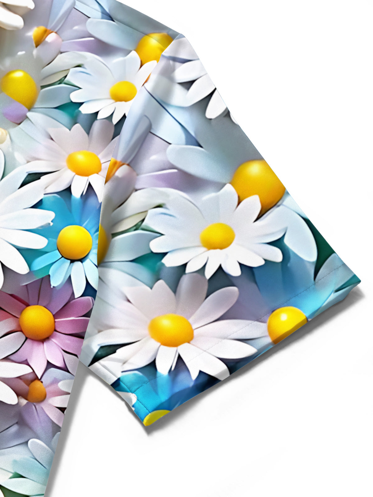 Men's floral print short sleeve shirt close-up detail view